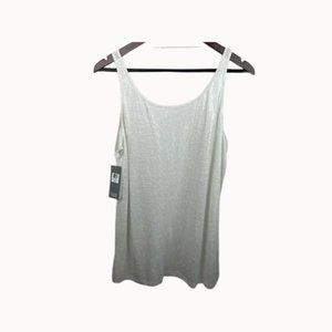 Eileen Fisher | Cream Silver Metallic Long Slim Tank Top New